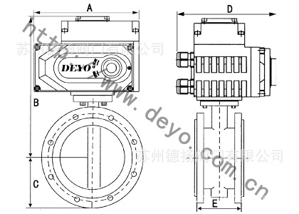 电动法兰蝶阀尺寸图