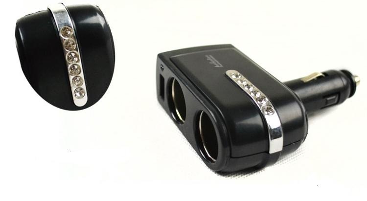 【WF-201 高档带钻 车载点烟器 一分二 带USB