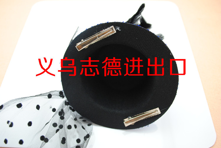 【出口原单帅气<em>女孩</em>圆顶<em>小礼帽</em>子羽毛头饰表演