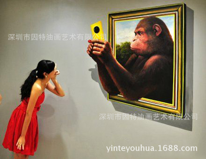 纯手工3D油画高端墙绘彩绘地画逼真写实3D立体画