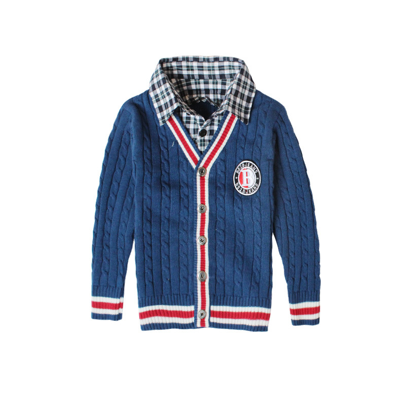 2014春款新品外贸童装男童全棉<em>线毛衣绣花</em>字