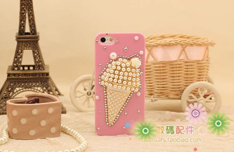 手机保护套-夏天清凉冰淇淋手机套 水钻保护壳