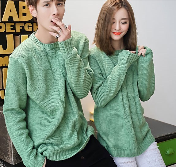 2013韩国<em>情侣装 冬装</em>新款韩版麻花<em>毛衣</em>纯色百