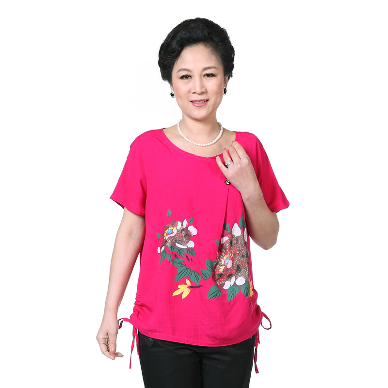 老年女装<em>夏装</em>时尚妈妈装短袖T恤<em>中年女夏装</em>棉