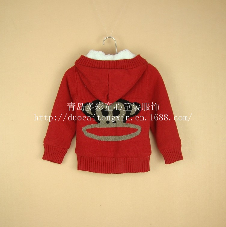 【2013冬款羊羔绒加厚<em>童毛衣</em> <em>编织</em>猴子图案冬