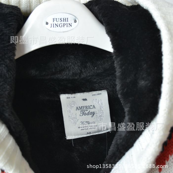 提花图案<em>女士连</em>帽带兜<em>毛衣</em>棉衣 外贸原单女装