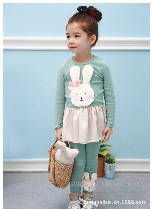 2013韩版新款秋款女童可爱雪纺兔子连衣裙