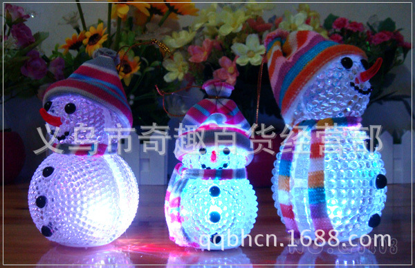 新奇特產品夢幻閃光變色小雪人/電子發光新年聖誕節禮