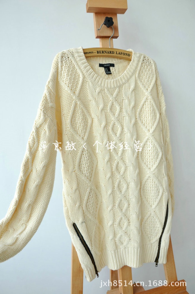 【复古<em>大毛衣</em>~F21欧美原单 手工棒针大<em>麻花</em>圆