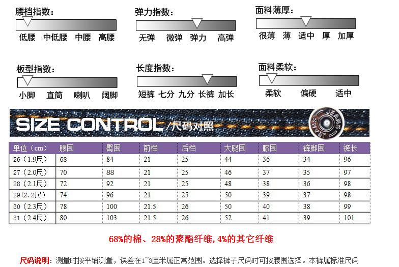 通用尺碼表