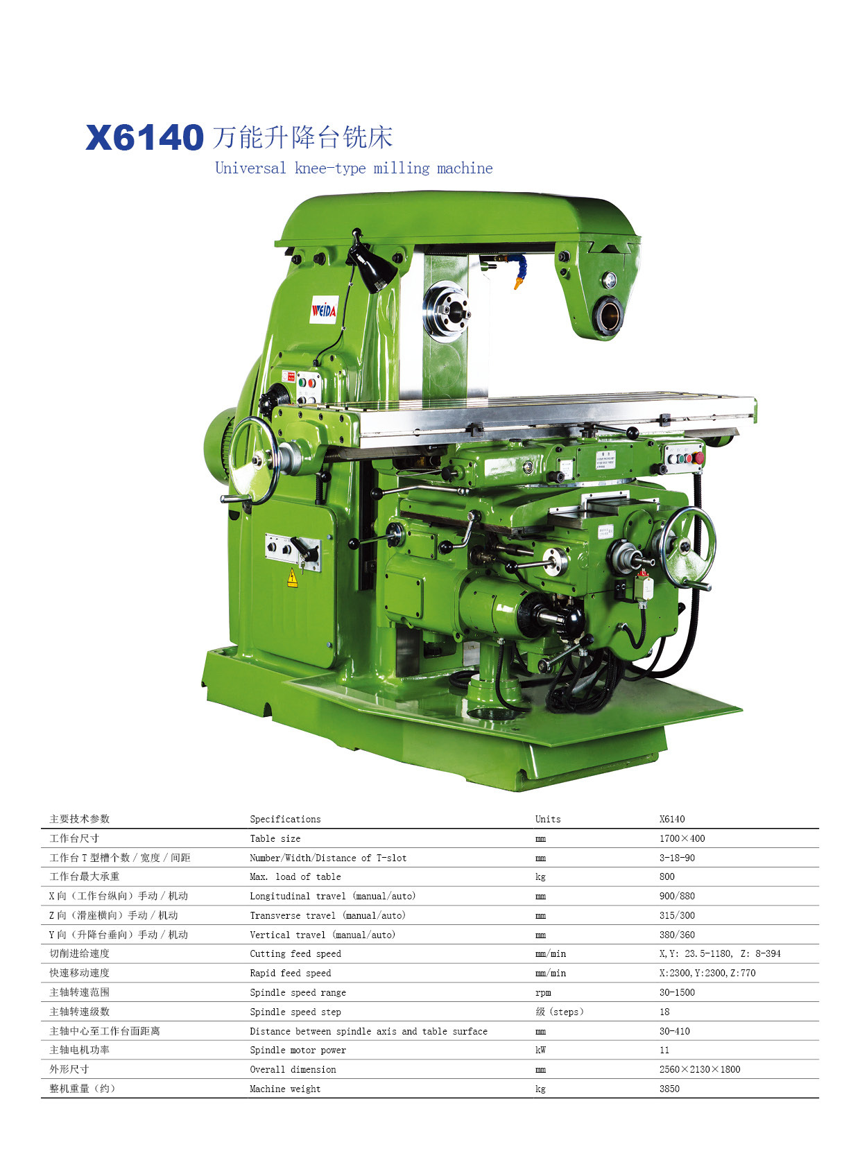 可数显立式升降台铣床X5032