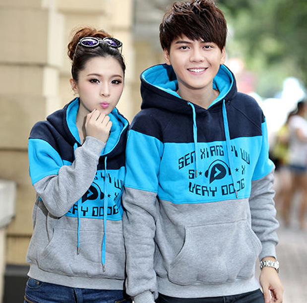 2013新款秋冬装情侣装韩版时尚女抓绒长袖带