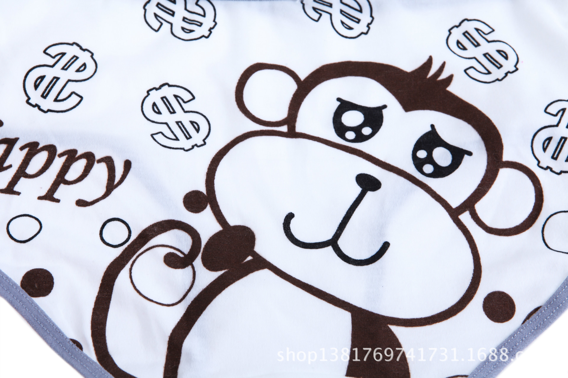 外贸纯棉大嘴小猴 卡通嘻哈猴少女<em>内裤</em> 中腰女