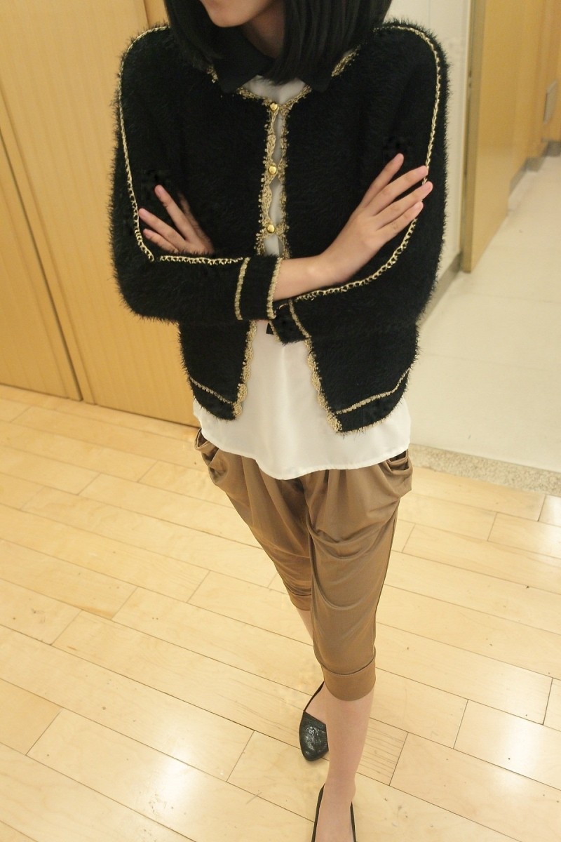 女装<em>开衫</em>2013<em>春装</em>金边韩版马海毛<em>毛衣</em>外套女