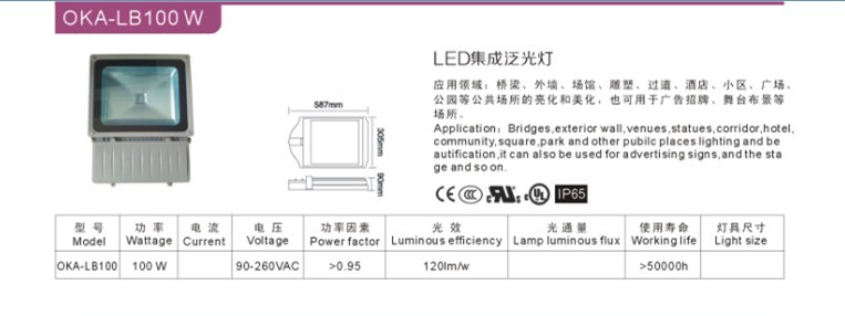 集成泛光灯100W长图