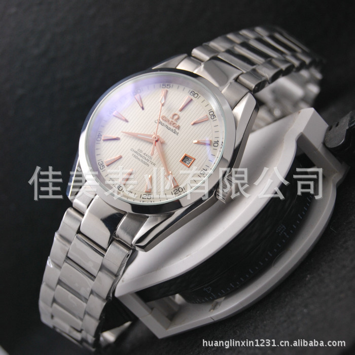 批发手表 白面金针钢带全自动机械表 背透男腕