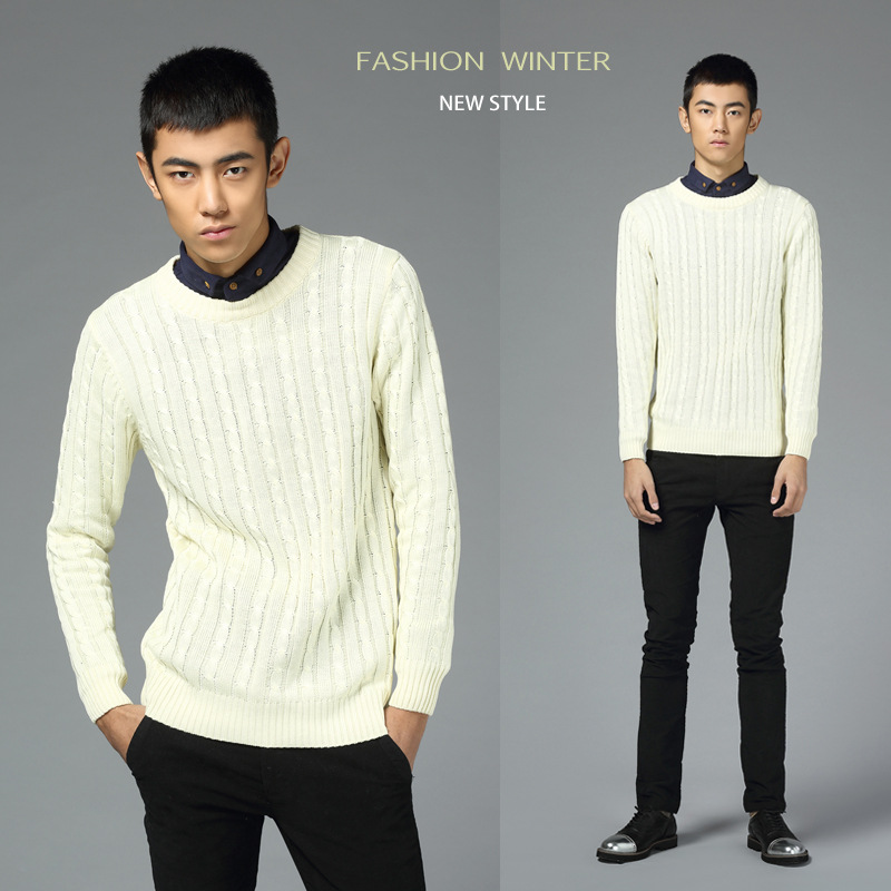 保暖<em>冬季毛衣男</em>圆领套头花青少年羊毛衫韩版复