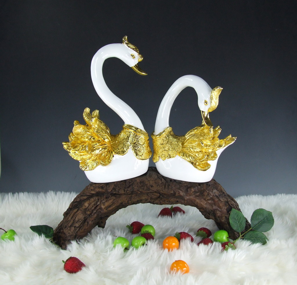 货销售 欧式\/家具饰品\/ 软装配饰 福寿天鹅配金