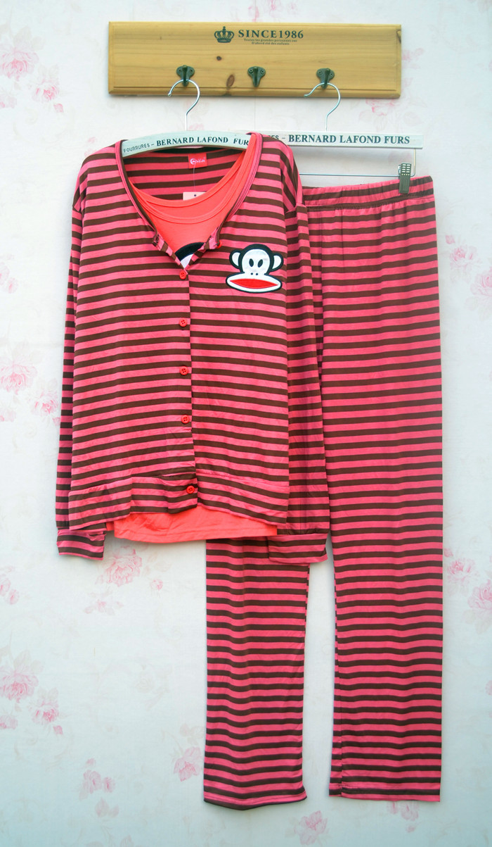 【条纹<em>睡衣批发</em> 春夏 秋冬 款 家居服长袖长裤 