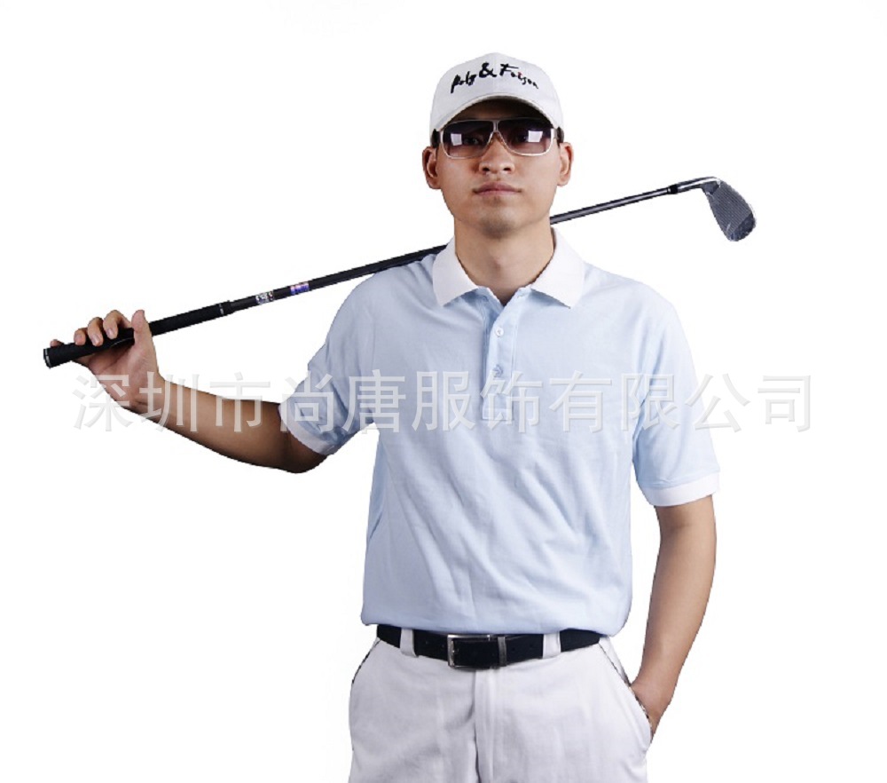 素色POLO系列之全棉蓝双珠配白色领 (2)