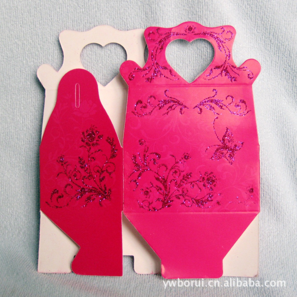 纸盒-喜糖盒批发 创意洒金粉喜糖盒 新款玫红色