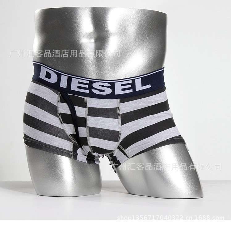 【DIESEL条纹<em>内裤</em> 假<em>开口</em> 迪赛<em>男士平角内裤</em>