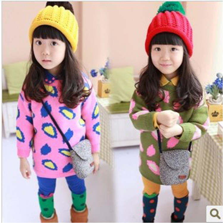 <em>时尚</em>小衣A新款<em>图案编织毛衣</em>针织衫 女童<em>毛衣</em> 