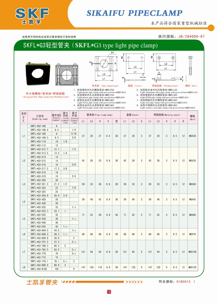 供应优质g3双螺栓轻型塑料管夹 西德福管夹 双螺栓管夹 管卡