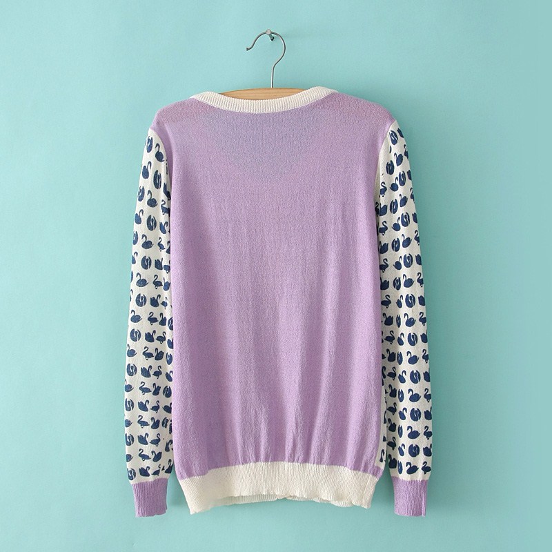 【2013秋季新款<em>韩板</em>女装天鹅撞色长袖V领<em>针织</em>