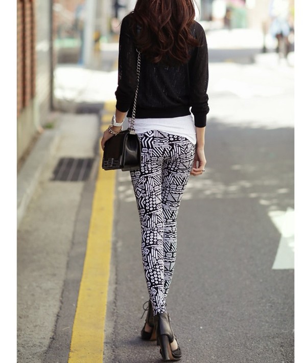 批发采购打底裤-9278欧美风 三角线条几何符号