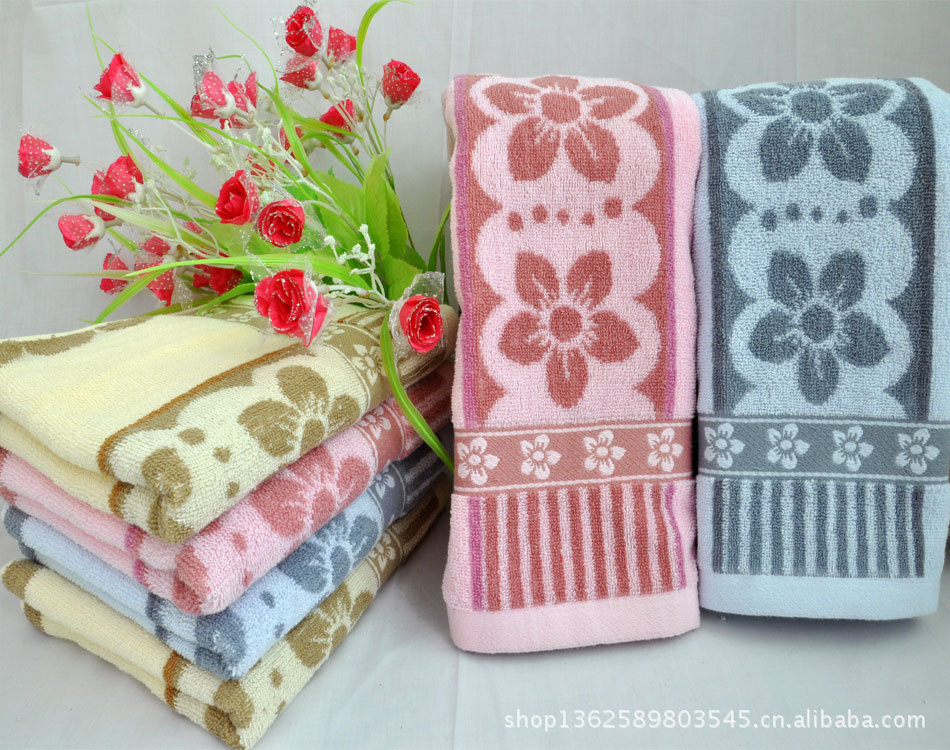 【高阳毛巾生产厂家直销\/全棉提花梅花大三条