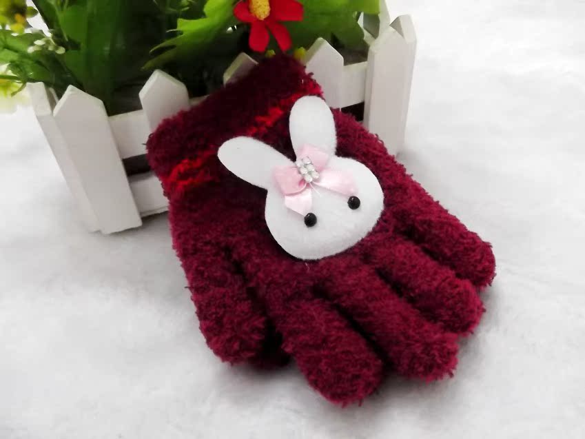 批发采购手套-秋冬保暖手套 儿童可爱小兔子手