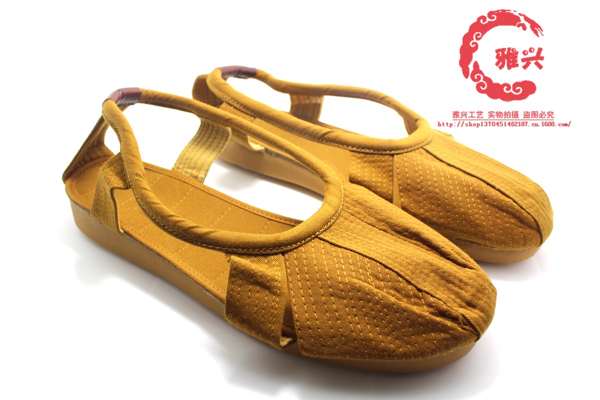 【厂家供应黄色宗教僧鞋批发 橡胶硬底罗汉鞋