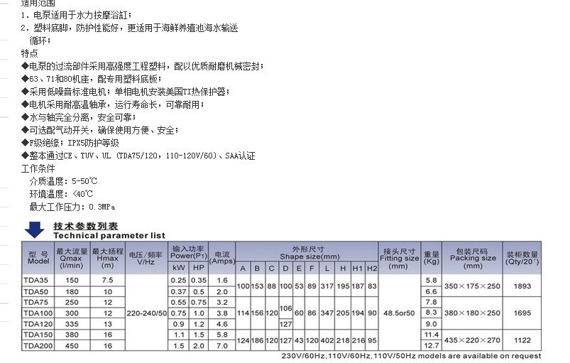 TDA說明及參數