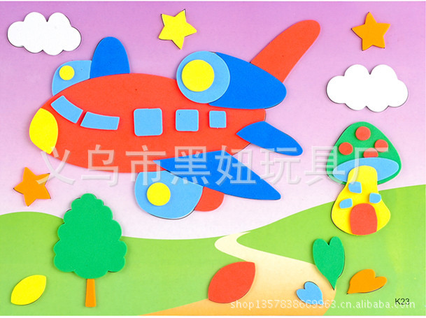 幼儿园趣味贴画 少儿卡通创意立体贴画 EVA拼贴画 -价格,厂家,图