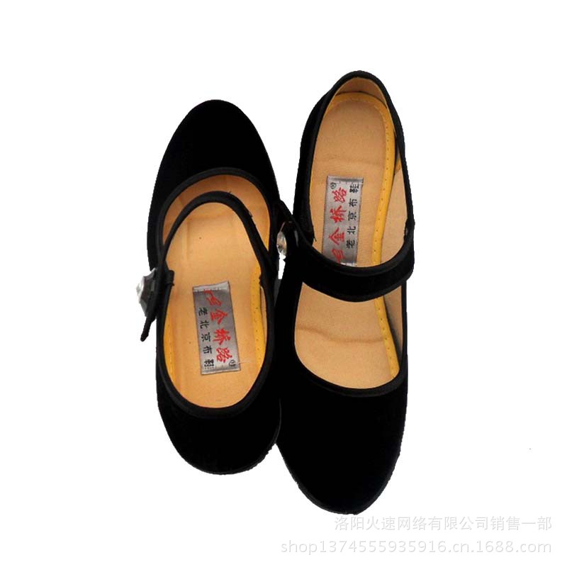 【坡跟黑布鞋 女士工作鞋 老北京布鞋 批发女鞋