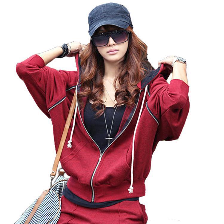 7016#新款春秋装韩版<em>女士</em>休闲连帽<em>开衫运动服</em>