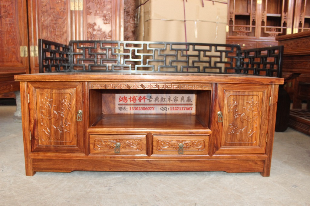 实木 古典 仿古红木家具 非洲黄花梨1.2米长电视柜