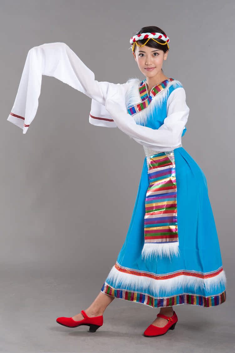 舞蹈服装裙女西藏族演出服装藏族舞蹈表演服装