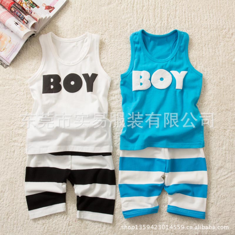 童套裝品牌童裝批發廣東產地新款夏裝純棉BOY背心中褲男童套裝工廠,批發,進口,代購