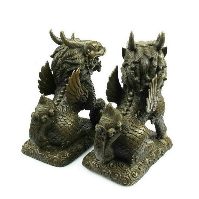 【鑫厵工艺 黄铜麒麟 纯铜财富麒麟摆件 镇宅化