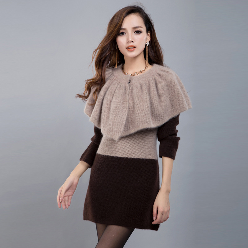 2013新款貂绒女士<em>披肩外套</em>连衣裙 中长款加厚