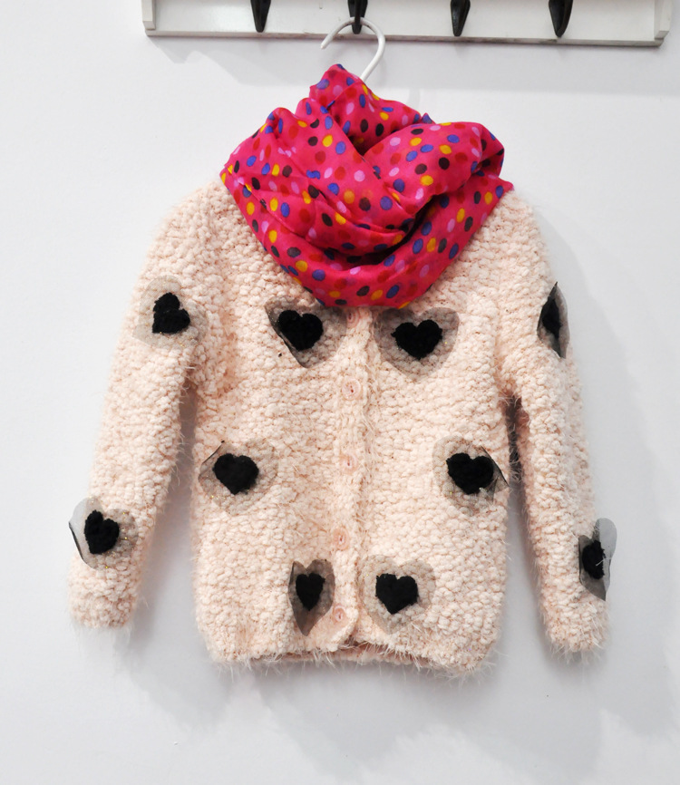 2013冬款 韩版童装 <em>毛绒</em>球球爱心图案 女<em>儿童</em>毛