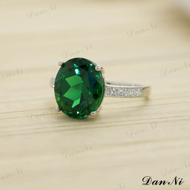 丹妮珠宝祖母绿925银精工微镶俄罗斯进口纳米