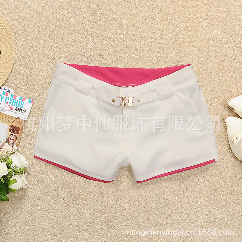 【<em>杭州批发</em> 精品女装新品 豹头拼接<em>西装</em>料<em>短裤</em>