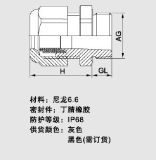 PG塑料电缆接头安装尺寸