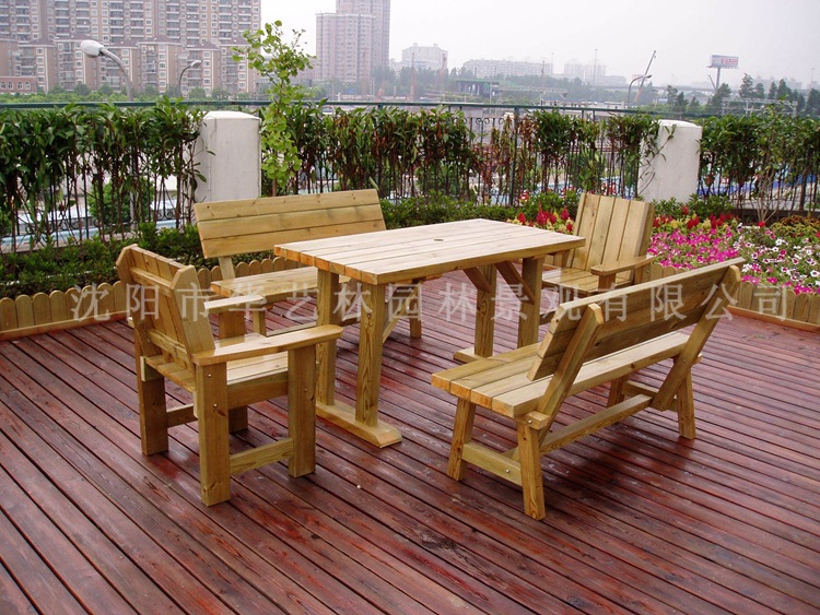 【厂家批发室外庭院餐桌椅 园林实木套椅 公园