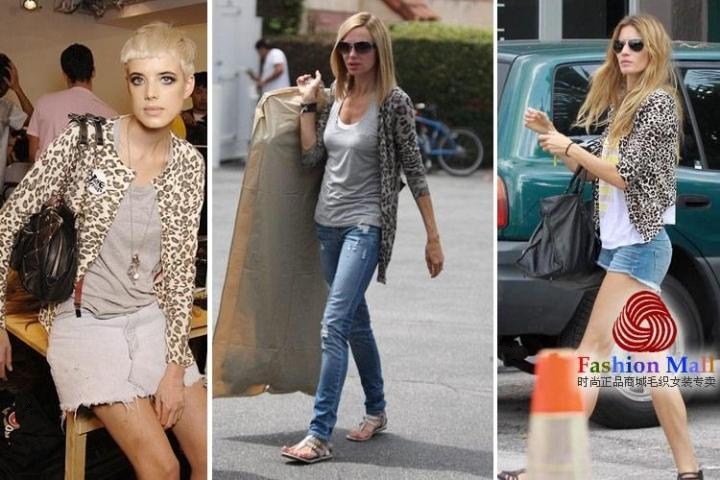 【13秋季新韩版性感豹纹印花<em>针织开衫短裤</em>针