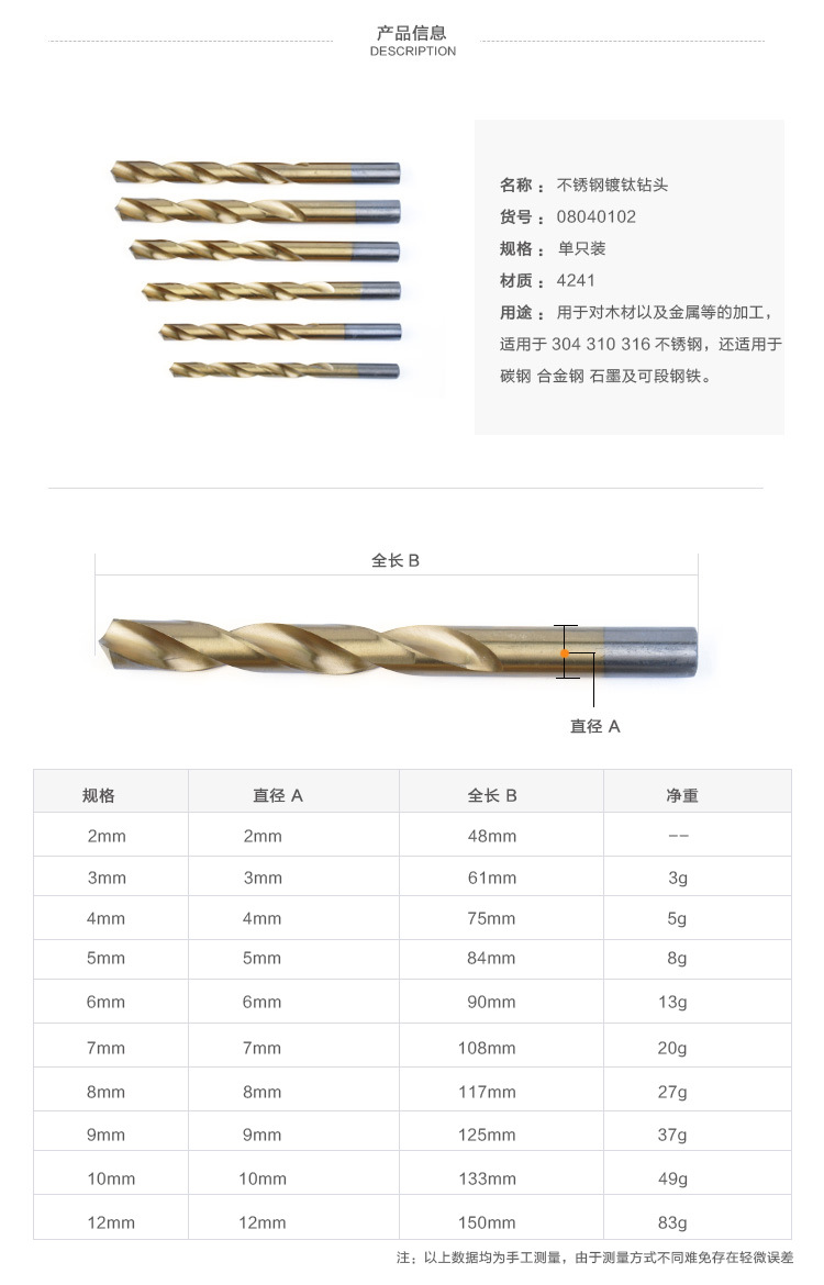 诚跃五金 镀钛钻 麻花钻 电动钻 冲击钻手钻电钻钻头 木工