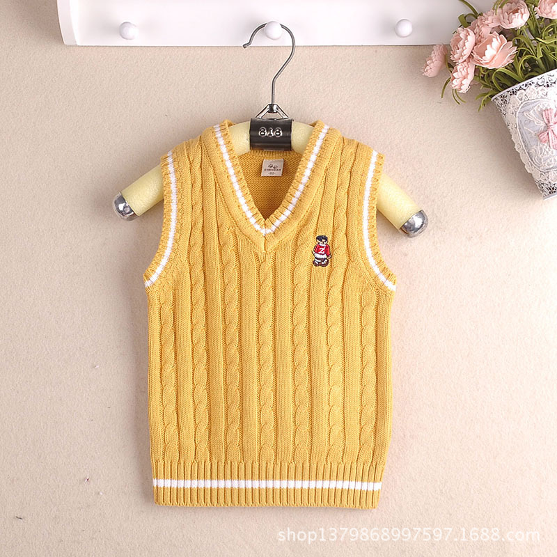 儿童羊绒衫女童<em>男童毛衣</em>羊绒<em>背心</em>秋款羊毛衫宝